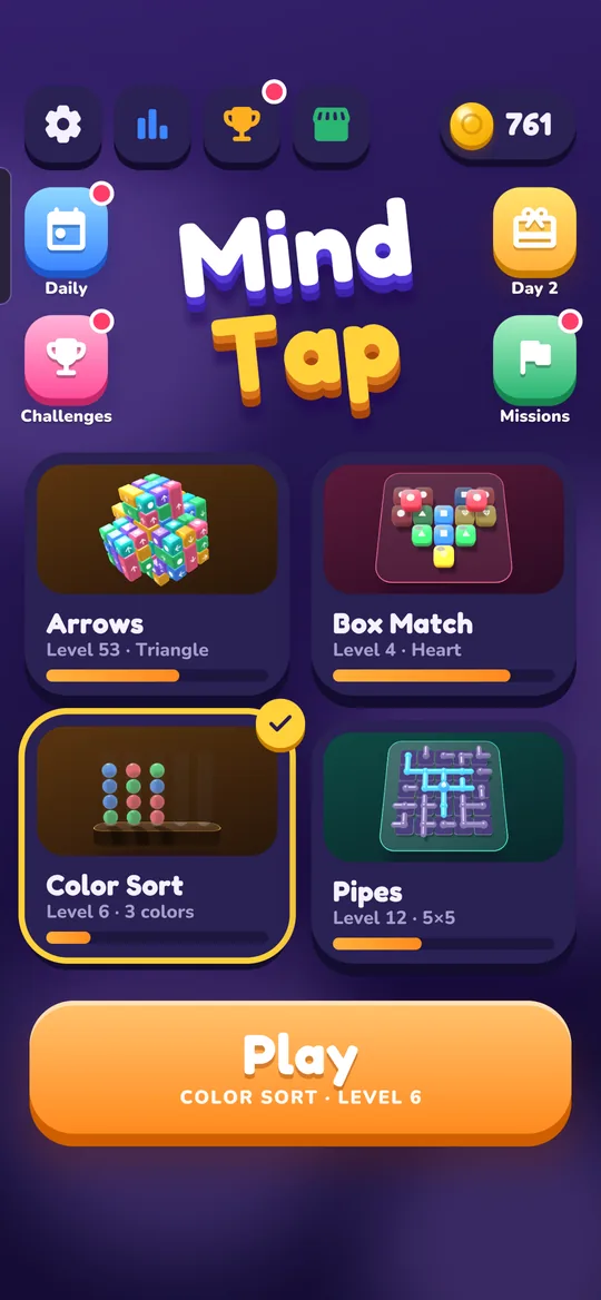MindTap home screen showing four puzzle games